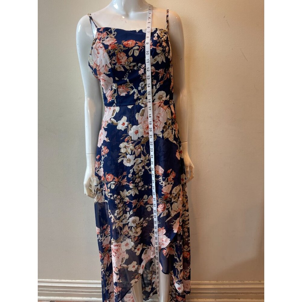 Lulus Womens Hi-Low Maxi Dress Floral Print Reflection Navy Blue Size Large - Picture 5 of 10